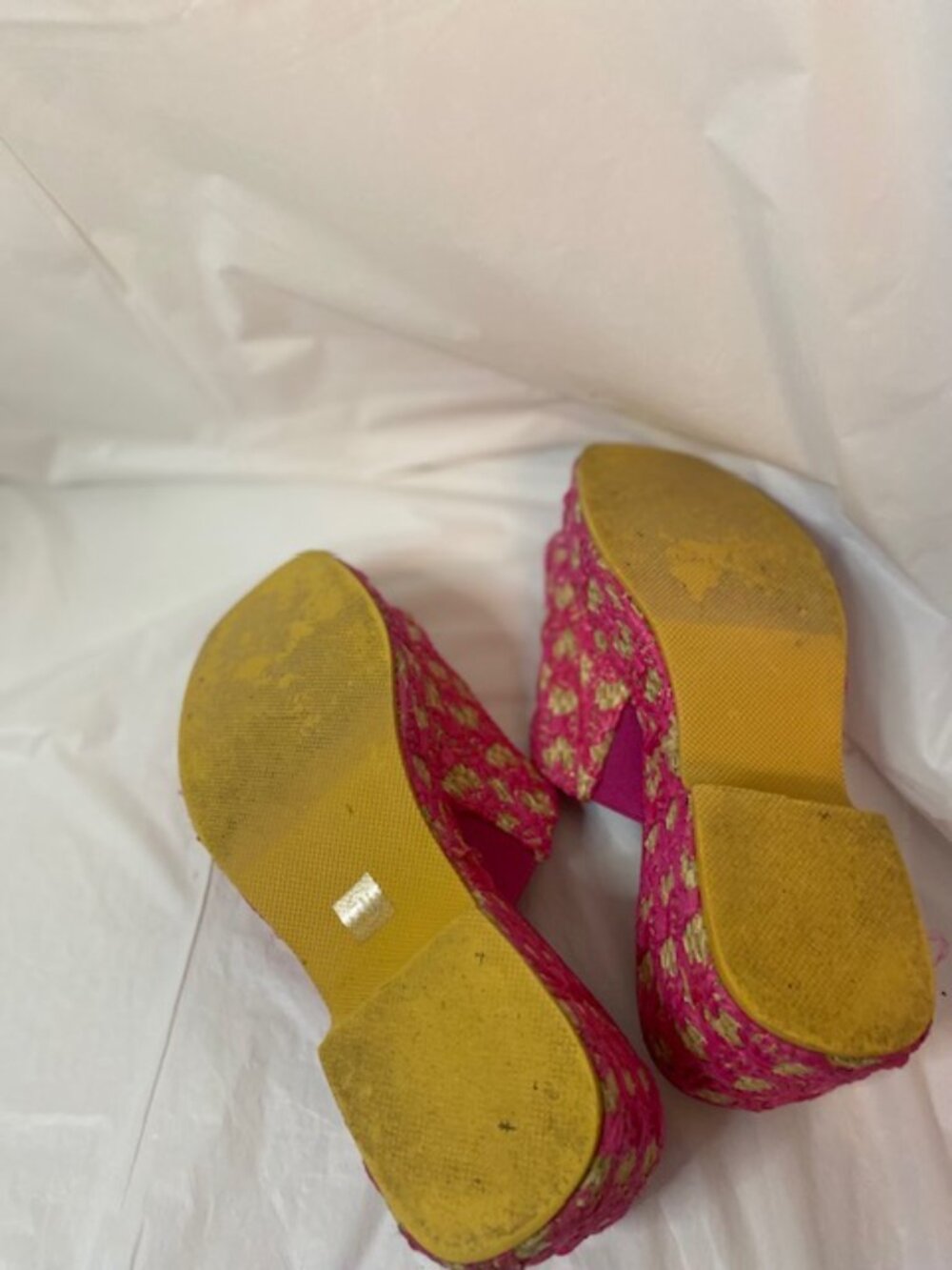 BEACH by Matisse Cruz Pink Woven Raffia Retro Platform Slide Sandals Size 7M - Picture 6 of 6